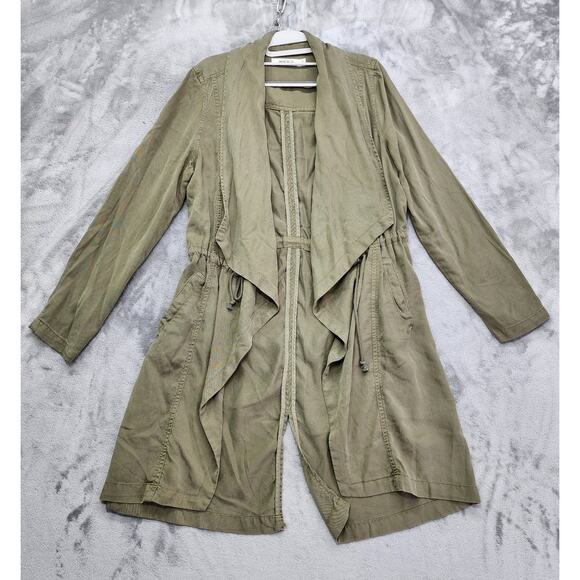 For The Republic Jacket Womens M Green Lyocell Tie Waist Drape Front Lightweight - Picture 1 of 9